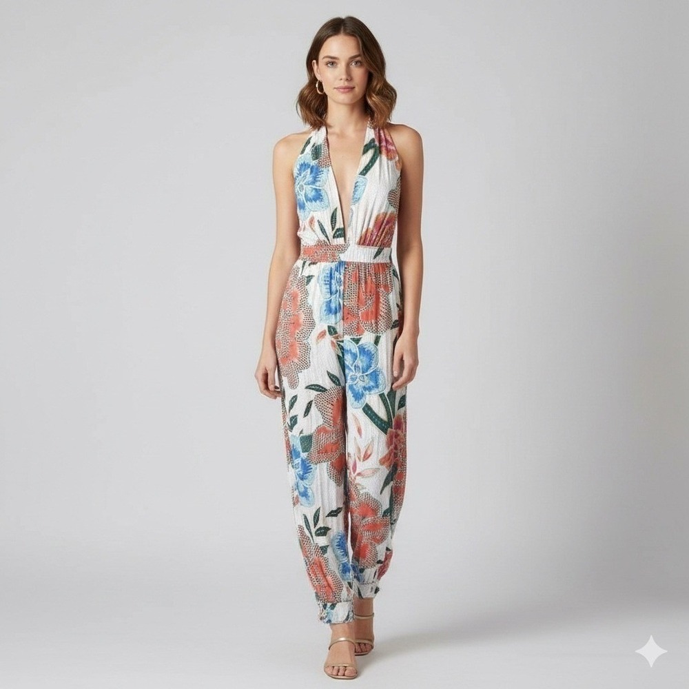 Mara Hoffman Swim Arcadia Wrap Jumpsuit in Floral Print Size XS